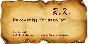 Rakovszky Krisztofer névjegykártya